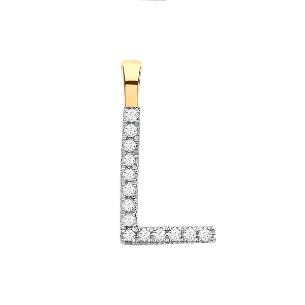 9k Yellow Gold Diamond Jewellery - 9ct Yellow Gold 0.05ct Diamond L Initial - by Hearts Forever Jewellers