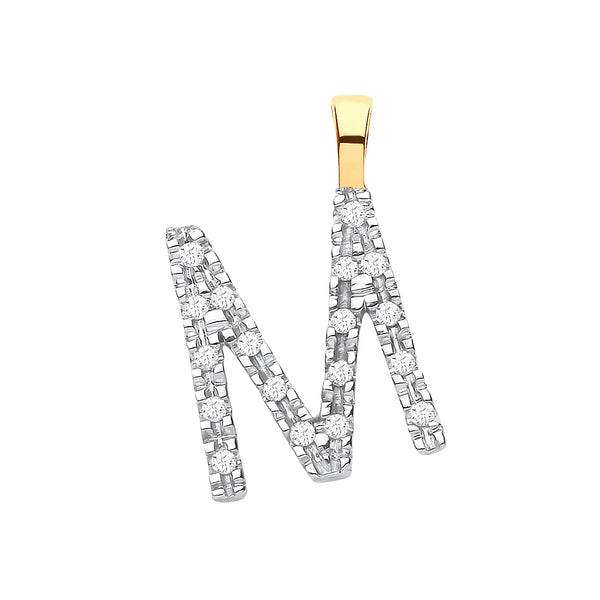 9k Yellow Gold Diamond Jewellery - 9ct Yellow Gold 0.05ct Diamond M Initial - by Hearts Forever Jewellers