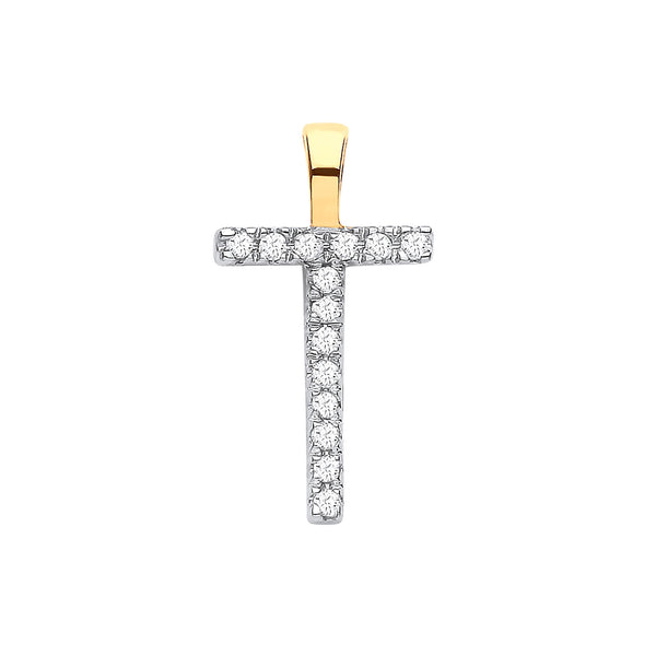 9k Yellow Gold Diamond Jewellery - 9ct Yellow Gold 0.05ct Diamond T Initial - by Hearts Forever Jewellers