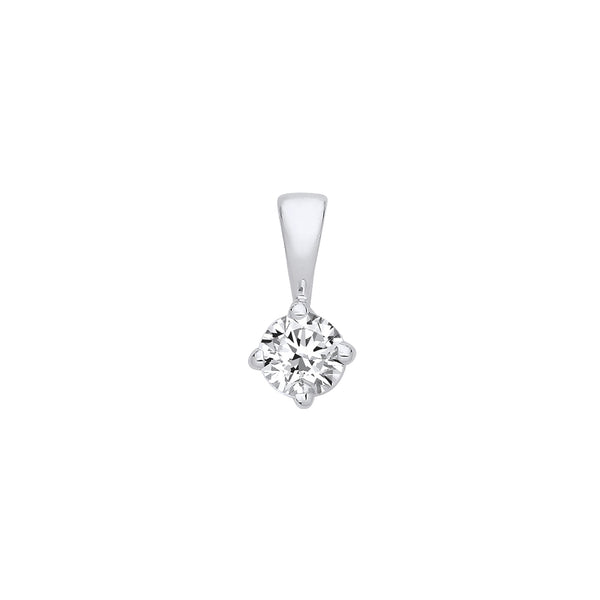 18k Yellow Gold Diamond Necklace - 18ct White Gold 0.35ct Claw Set Diamond Solitaire Pendant - by Hearts Forever Jewellers