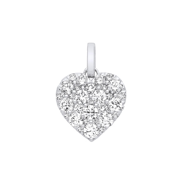 18k Yellow Gold Diamond Necklace - 18ct White Gold 1.00ctw Brilliant Cut Diamond Grain Set Heart Pendant - by Hearts Forever Jewellers