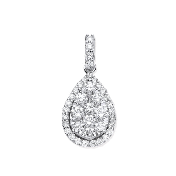 18k Yellow Gold Necklace - 18ct White Gold 1.62ct Pear Shaped Drop Pendant - by Hearts Forever Jewellers
