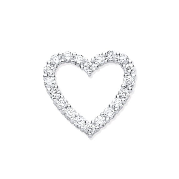 18k Yellow Gold Necklace - 18ct White Gold 1.01ct Heart Shaped Drop Pendant - by Hearts Forever Jewellers