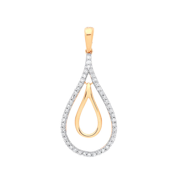 9k Yellow Gold Necklace - 9ct Yellow Gold 0.13ct Drop Pendant - by Hearts Forever Jewellers