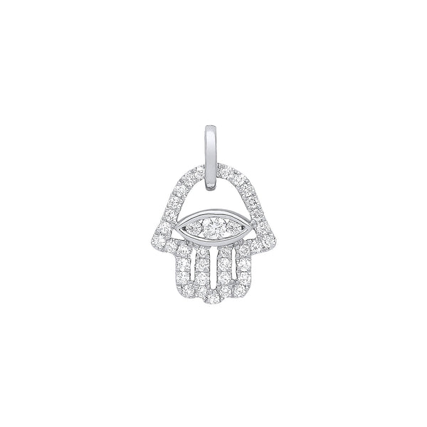 9k Yellow Gold Diamond Necklace - 9ct White Gold 0.22ct diamonds Hamsa Pendant - by Hearts Forever Jewellers