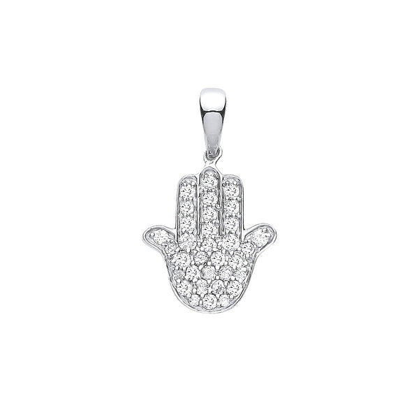 18k Yellow Gold Diamond Necklace - 9ct White Gold 0.18ct diamonds Hamsa Pendant - by Hearts Forever Jewellers
