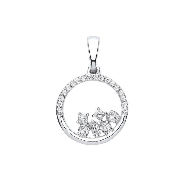 9k Yellow Gold Diamond Necklace - 9ct White Gold 0.14ct Diamond circle pendant - by Hearts Forever Jewellers