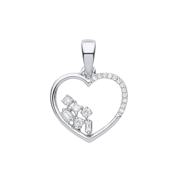 9k Yellow Gold Diamond Necklace - 9ct White Gold 0.10ct Diamond Heart pendant - by Hearts Forever Jewellers