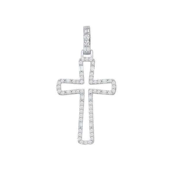 9k Yellow Gold Necklace - 9ct White Gold 0.40ctw Cross Pendant - by Hearts Forever Jewellers