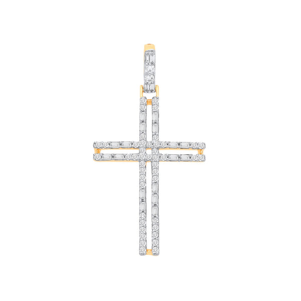 9k Yellow Gold Necklace - 9ct Yellow Gold 0.42ctw Cross Pendant - by Hearts Forever Jewellers