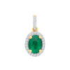 18k Yellow Gold Diamond, Emerald Necklace - 18ct Yellow Gold 0.10ctw Diamond & 0.70ctw Emerald Pendant - by Hearts Forever Jewellers