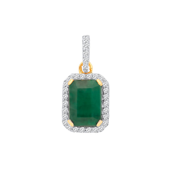 18k Yellow Gold Diamond, Emerald Necklace - 18ct Yellow Gold Diamond: 0.10ctw & Emerald 0.95ctw Pendant - by Hearts Forever Jewellers