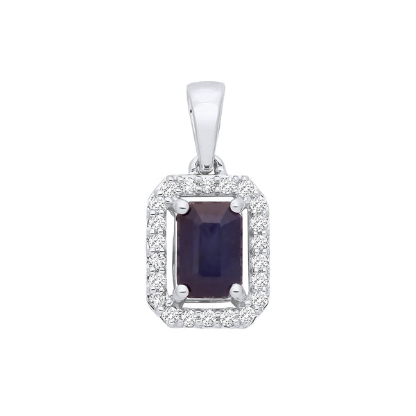 18k Yellow Gold Diamond, Sapphire Necklace - 18ct White Gold 0.10ctw Diamond & 0.65ctw Sapphire Pendant - by Hearts Forever Jewellers