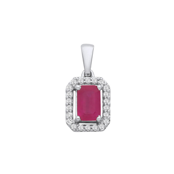 18k Yellow Gold Diamond, Ruby Necklace - 18ct White Gold 0.10ctw Diamond & 0.65ctw Ruby Pendant - by Hearts Forever Jewellers