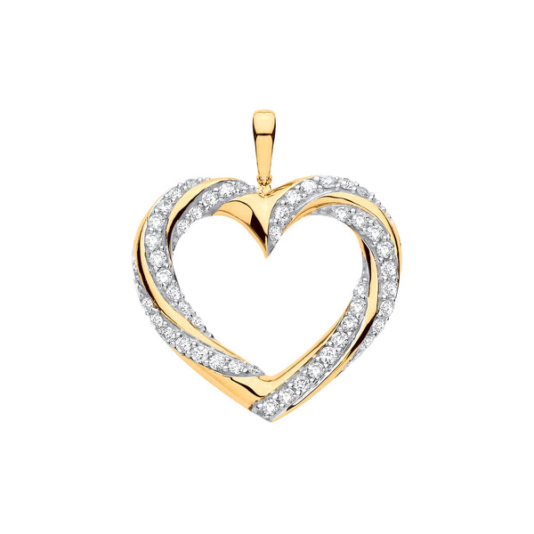 9k Yellow Gold Diamond Necklace - 9ct Yellow Gold 0.50ct Diamond Heart Pendant - by Hearts Forever Jewellers