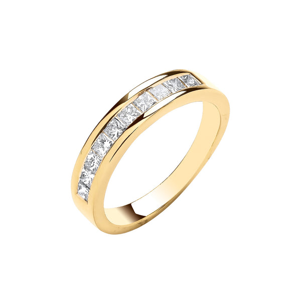 18k Yellow Gold Diamond Ring - 18ct Yellow Gold 0.50ctw Princess Cut Diamond Eternity Ring - by Hearts Forever Jewellers