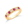 18k Yellow Gold Diamond, Ruby Ring - 18ct Yellow Gold 0.15ct Diamond & 0.80ct Ruby Eternity Ring - by Hearts Forever Jewellers