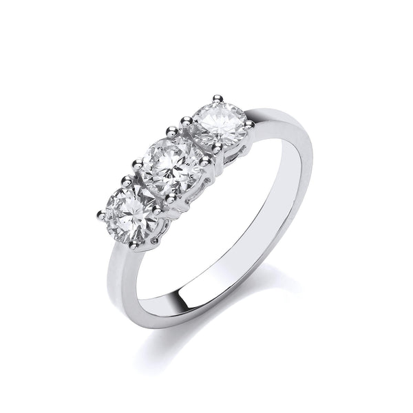 18k Yellow Gold Diamond Ring - 18ct White Gold 1.00ct Diamond Trilogy Ring - by Hearts Forever Jewellers