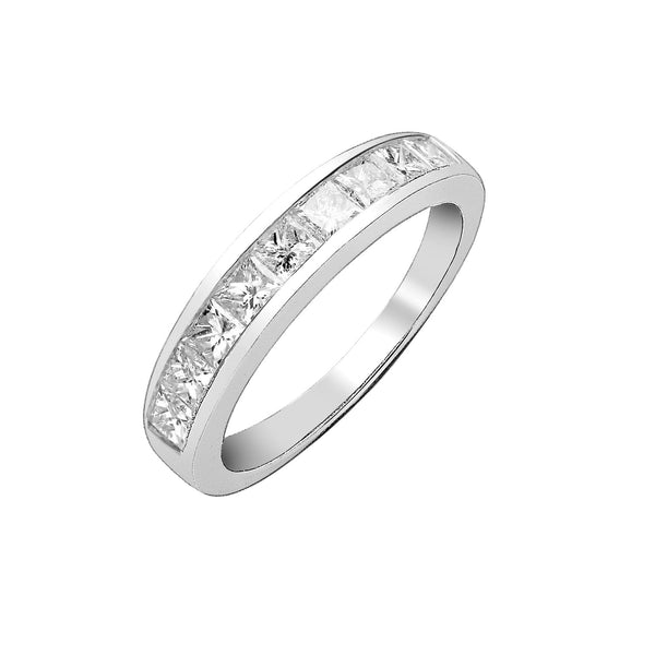 Platinum Diamond Ring - Platinum 1.00ct G/H-Vs Princess Cut Eternity Diamond Ring - by Hearts Forever Jewellers