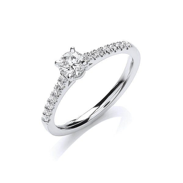 18k Yellow Gold Ring - 18ct White Gold 0.45ctw Certificated Solitaire Ring - by Hearts Forever Jewellers