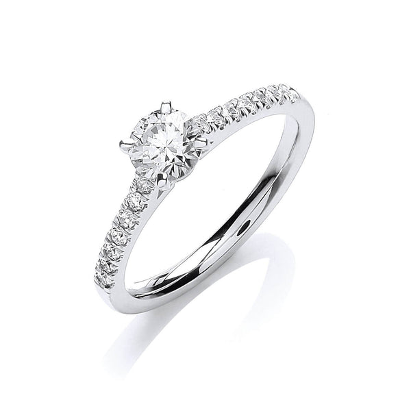 18k Yellow Gold Ring - 18ct White Gold 0.70ctw Certificated Engagement Ring - by Hearts Forever Jewellers