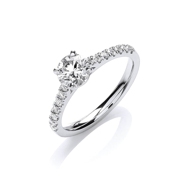 18k Yellow Gold Ring - 18ct White Gold 0.90ctw Certificated Engagement Ring M - by Hearts Forever Jewellers