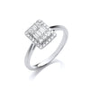 18k Yellow Gold Ring - 18ct White Gold 0.50ctw Rectangular Halo Style Ring - by Hearts Forever Jewellers