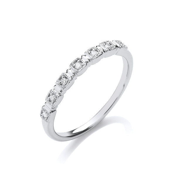 9k Yellow Gold Diamond Ring - 9ct White Gold Half Eternity 0.05ctw Diamond Ring - by Hearts Forever Jewellers