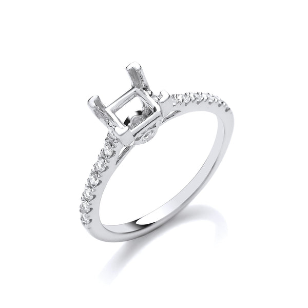 18k Yellow Gold Ring - 18ct White Gold 0.22ct & (1.00ct Centre) Semi-Set P/C Engagement Ring - by Hearts Forever Jewellers