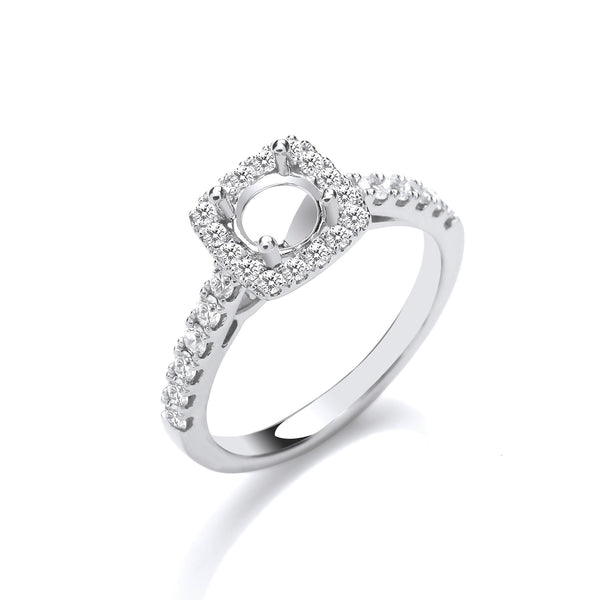 18k Yellow Gold Ring - 18ct White Gold 0.48ct & (0.65ct Centre) Semi-Set Engagement Ring M - by Hearts Forever Jewellers