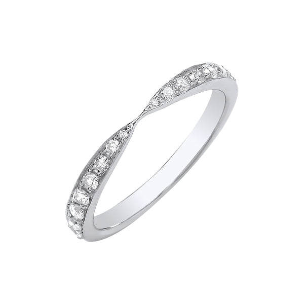 9k Yellow Gold Diamond Ring - 9ct White Gold 0.25ct Diamond Pinched Eternity Ring - by Hearts Forever Jewellers