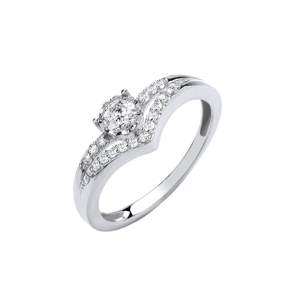 9k Yellow Gold Ring - 9ct White gold 0.33ct Split shank engagement ring - by Hearts Forever Jewellers