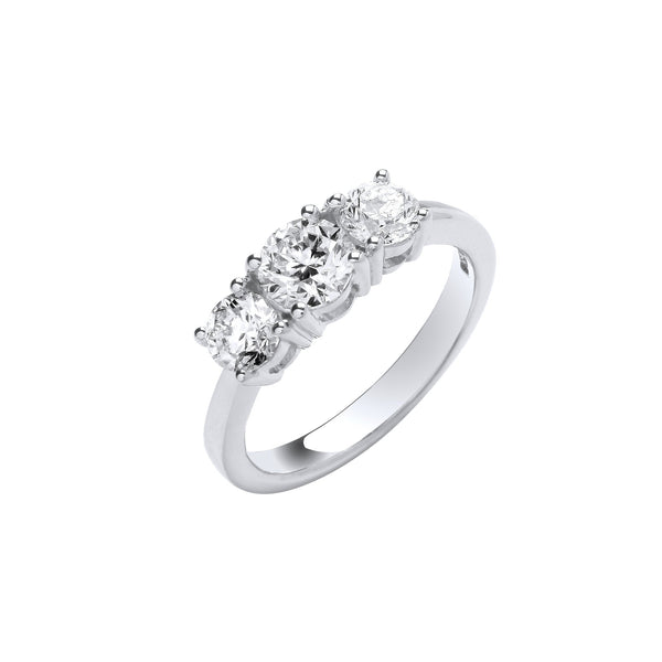 18k Yellow Gold Diamond Ring - 18ct White Gold 1.50ct Diamond Trilogy Ring - by Hearts Forever Jewellers