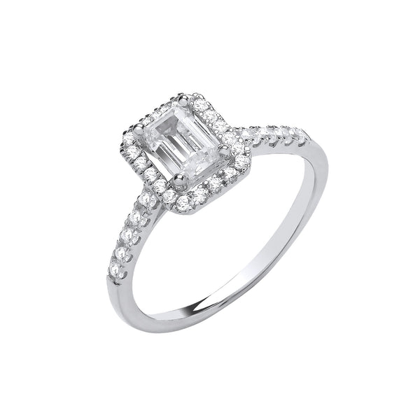 18k Yellow Gold Emerald Jewellery - 18ct White gold 0.60ct emerald cut GIA certificate with 0.30ct Halo and shoulders - by Hearts Forever Jewellers