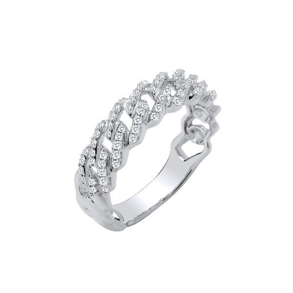 9k Yellow Gold Ring - 9ct White Gold 0.32ct Half Set Curb Ring - by Hearts Forever Jewellers