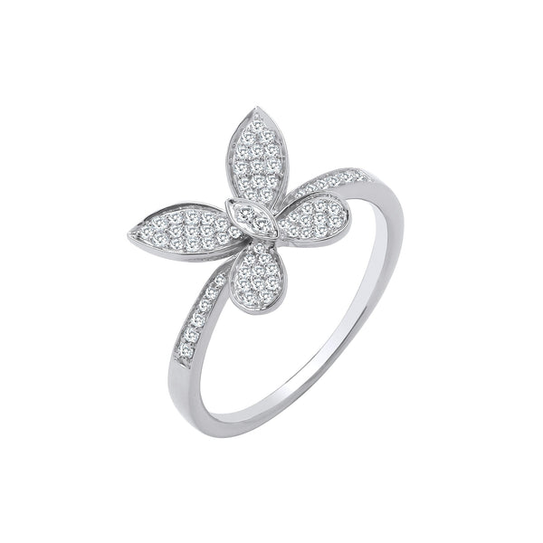 9k Yellow Gold Ring - 9ct White Gold 0.27ct Butterfly Ring - by Hearts Forever Jewellers