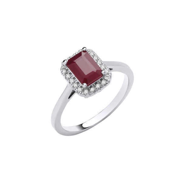 18k Yellow Gold Diamond, Ruby Ring - 18ct White gold 1.30ct Ruby and 0.12ct Diamond Ring - by Hearts Forever Jewellers
