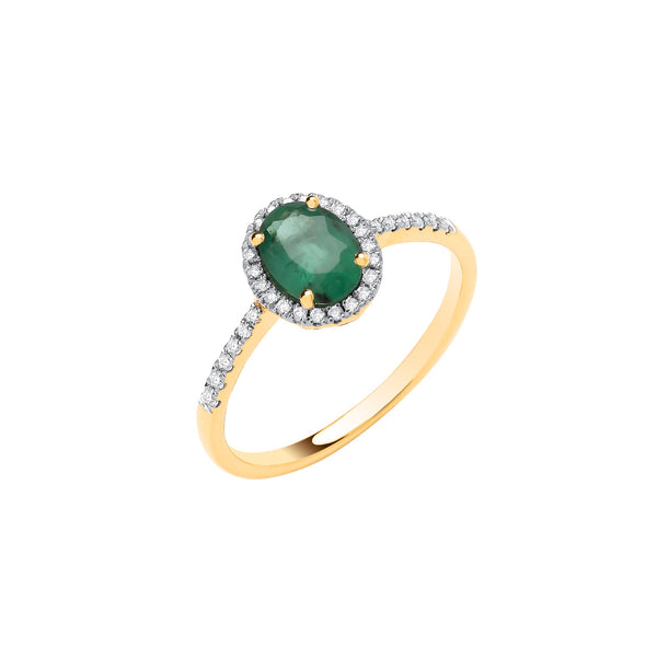18k Yellow Gold Diamond, Emerald Ring - 18ct Yellow Gold 0.12ctw Diamond & 0.68ctw Emerald Ring - by Hearts Forever Jewellers