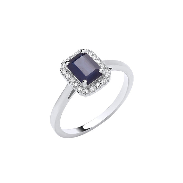 18k Yellow Gold Diamond, Sapphire Ring - 18ct White Gold 0.12ctw Diamond & 1.10ctw Sapphire Ring - by Hearts Forever Jewellers