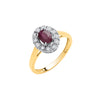 9k Yellow Gold Diamond, Ruby Ring - 9ct Yellow Gold 0.50ct Ruby & 0.05ct Diamond Cluster Ring - by Hearts Forever Jewellers