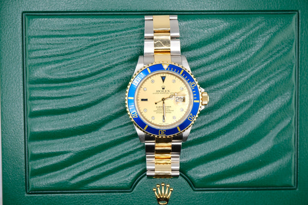 Rolex Submariner Date 16613 - Champagne Serti (Diamonds & Sapphires)