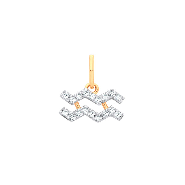 9k Yellow Gold Necklace - 9ct Yellow Gold Aquarius Zodiac 0.10ct pendant - by Hearts Forever Jewellers