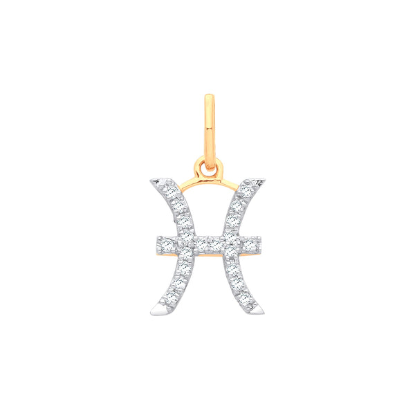 9k Yellow Gold Necklace - 9ct Yellow Gold Pisces Zodiac 0.10ct pendant - by Hearts Forever Jewellers