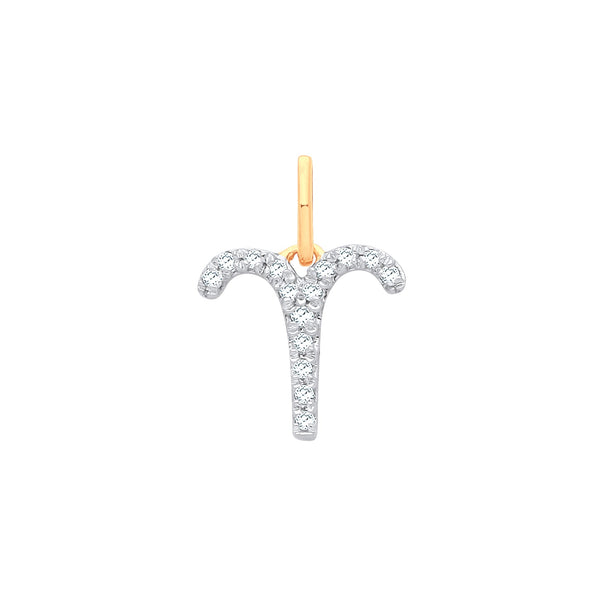 9k Yellow Gold Necklace - 9ct Yellow Gold Aries Zodiac 0.10ct pendant - by Hearts Forever Jewellers