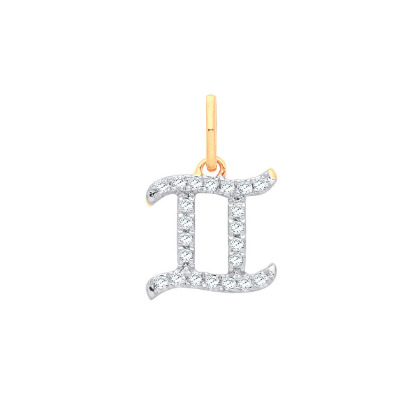 9k Yellow Gold Necklace - 9ct Yellow Gold Gemini Zodiac 0.12ct pendant - by Hearts Forever Jewellers