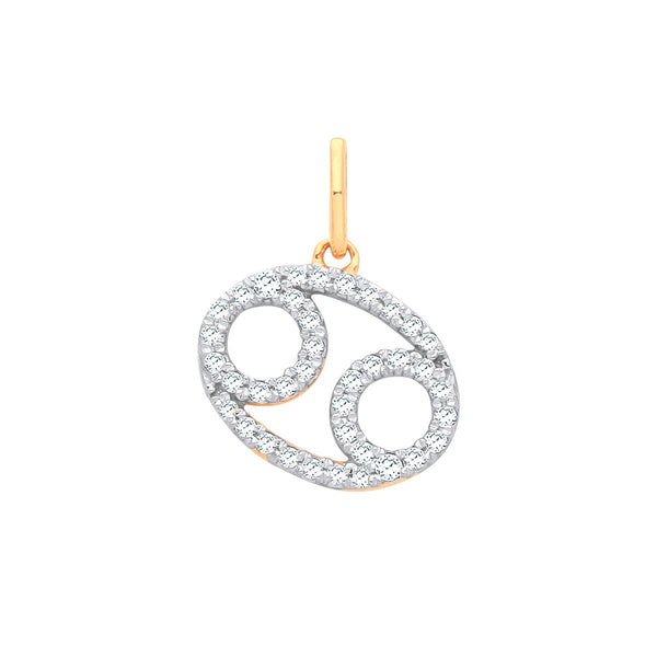 9k Yellow Gold Necklace - 9ct Yellow Gold Cancer Zodiac 0.20ct pendant - by Hearts Forever Jewellers