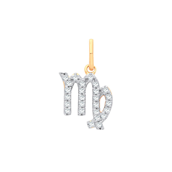9k Yellow Gold Necklace - 9ct Yellow Gold Virgo Zodiac 0.12ct pendant - by Hearts Forever Jewellers