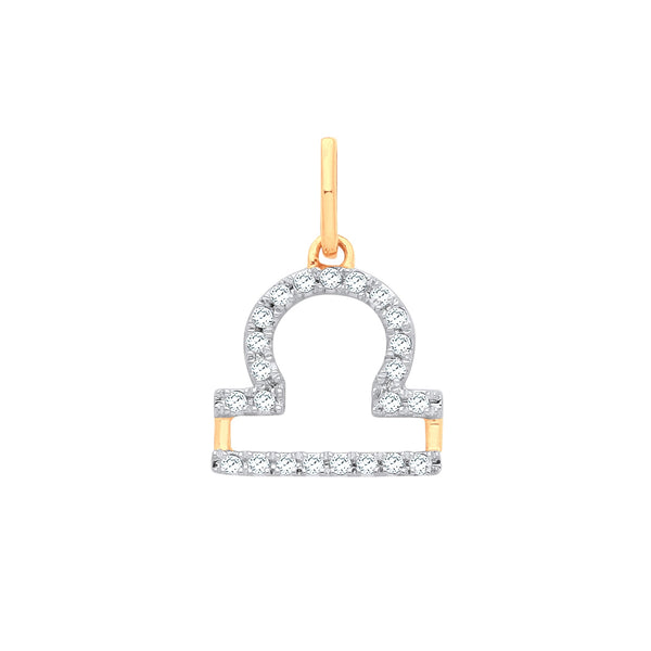 9k Yellow Gold Necklace - 9ct Yellow Gold Libra Zodiac 0.15ct pendant - by Hearts Forever Jewellers