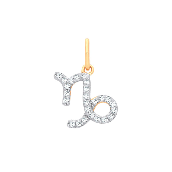 9k Yellow Gold Necklace - 9ct Yellow Gold Capricorn Zodiac 0.10ct pendant - by Hearts Forever Jewellers