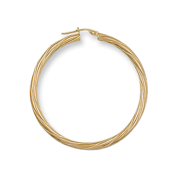 Ring - Y/G 46mm Twisted Hoop Earrings - by Hearts Forever Jewellers